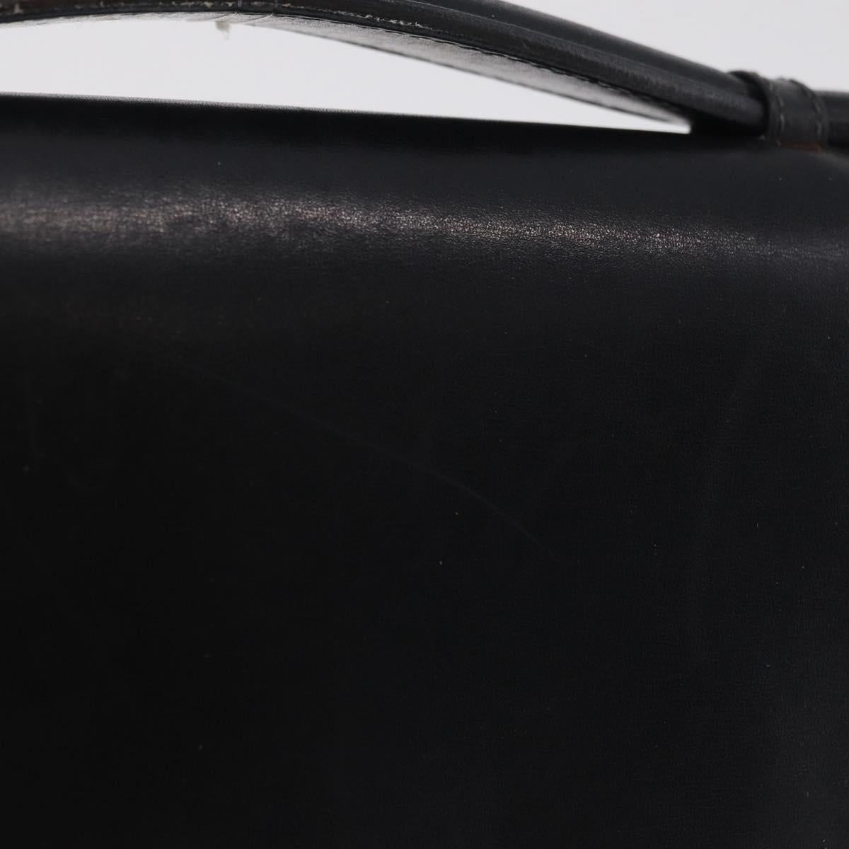 CELINE Hand Bag Leather Black Gold Tone Auth mr3107