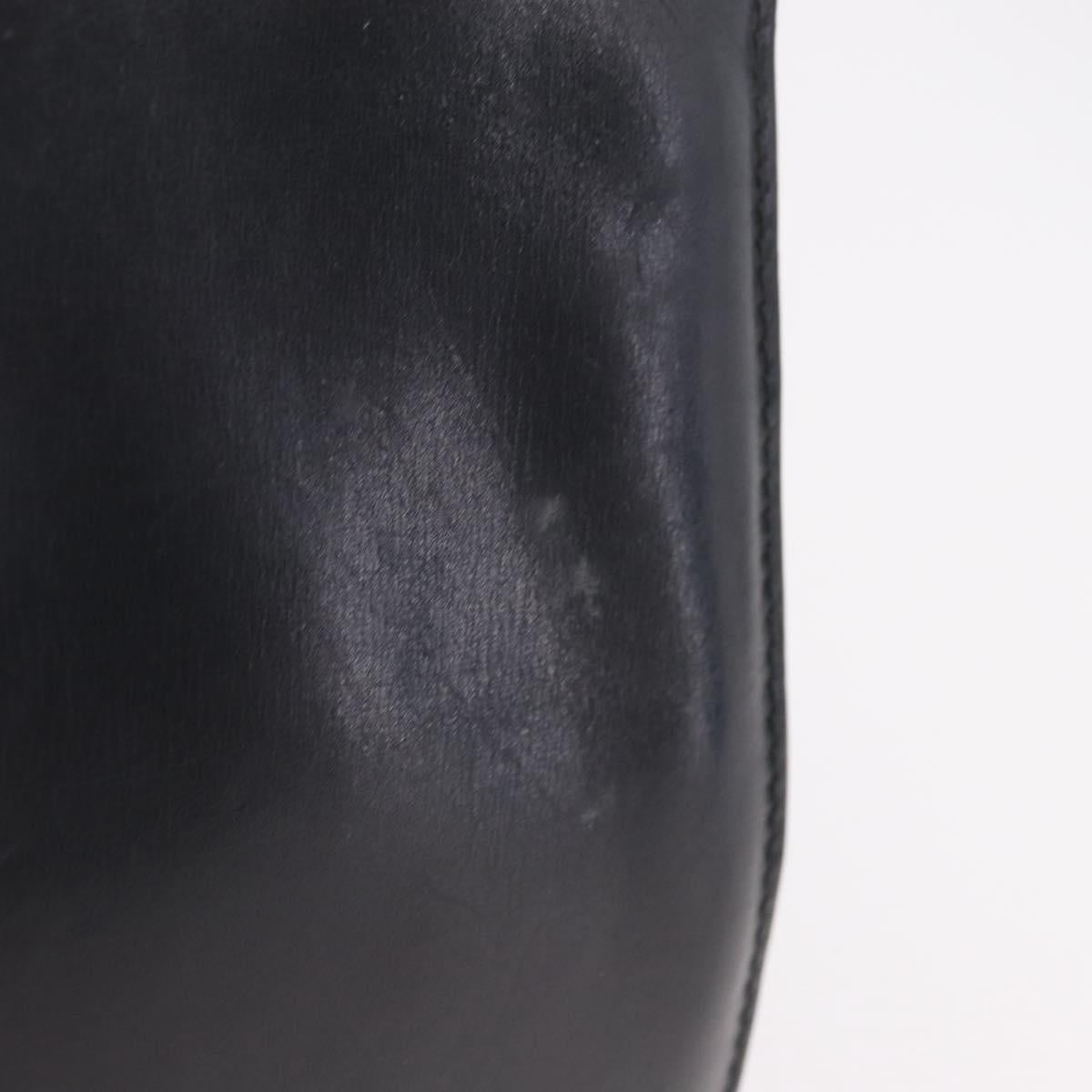 CELINE Hand Bag Leather Black Gold Tone Auth mr3107