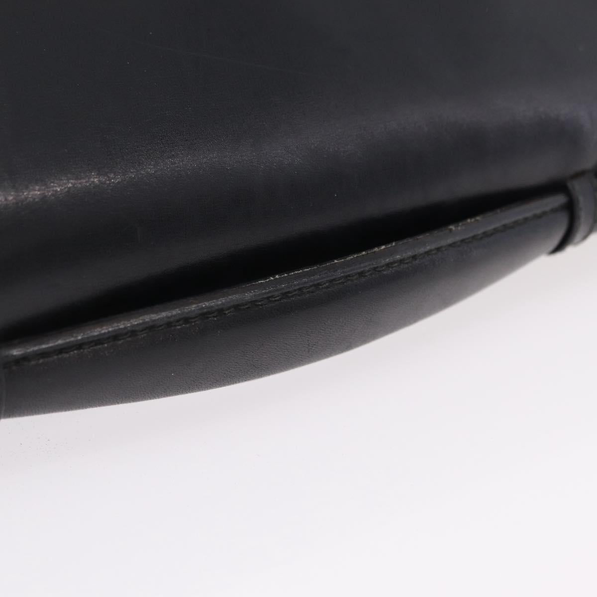 CELINE Hand Bag Leather Black Gold Tone Auth mr3107