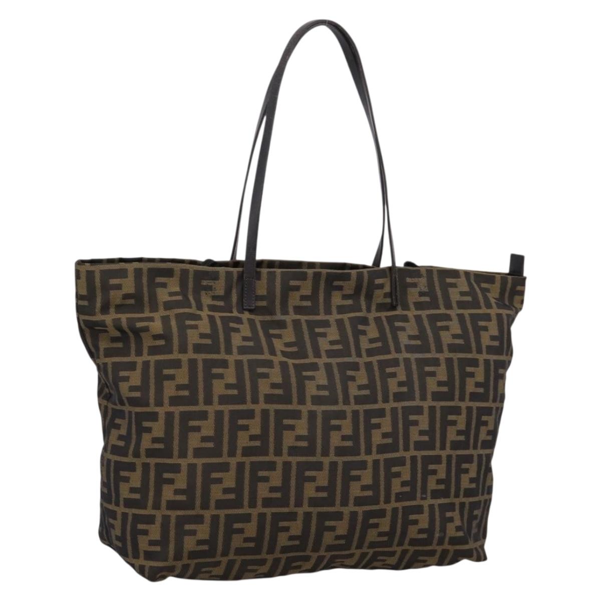 FENDI Zucca Canvas Tote Bag Brown 8BH025 Auth mr3111