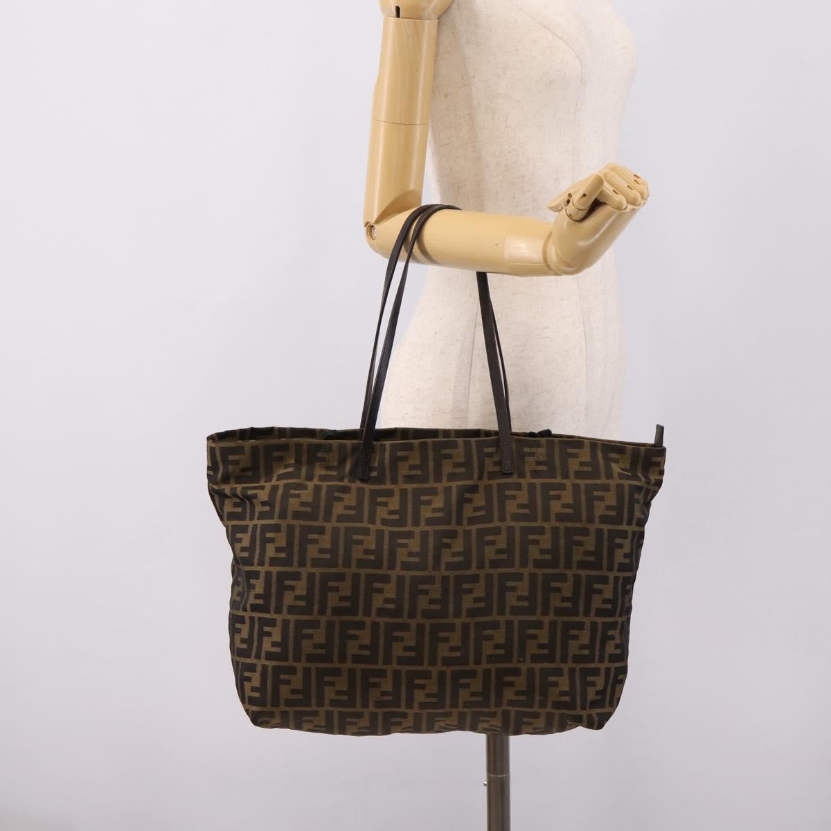 FENDI Zucca Canvas Tote Bag Brown 8BH025 Auth mr3111