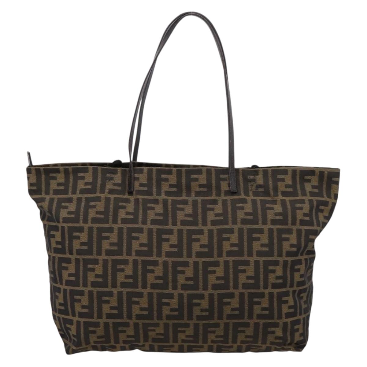 FENDI Zucca Canvas Tote Bag Brown 8BH025 Auth mr3111