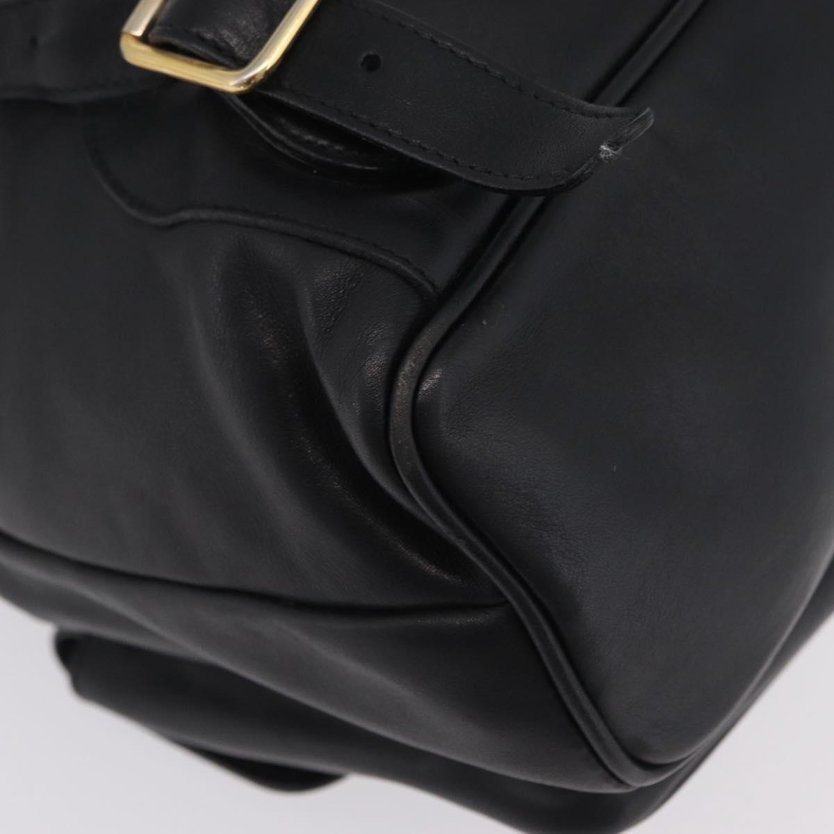 GUCCI Bamboo Backpack Leather Black Gold Tone 003 2058 0016 Auth mr3112
