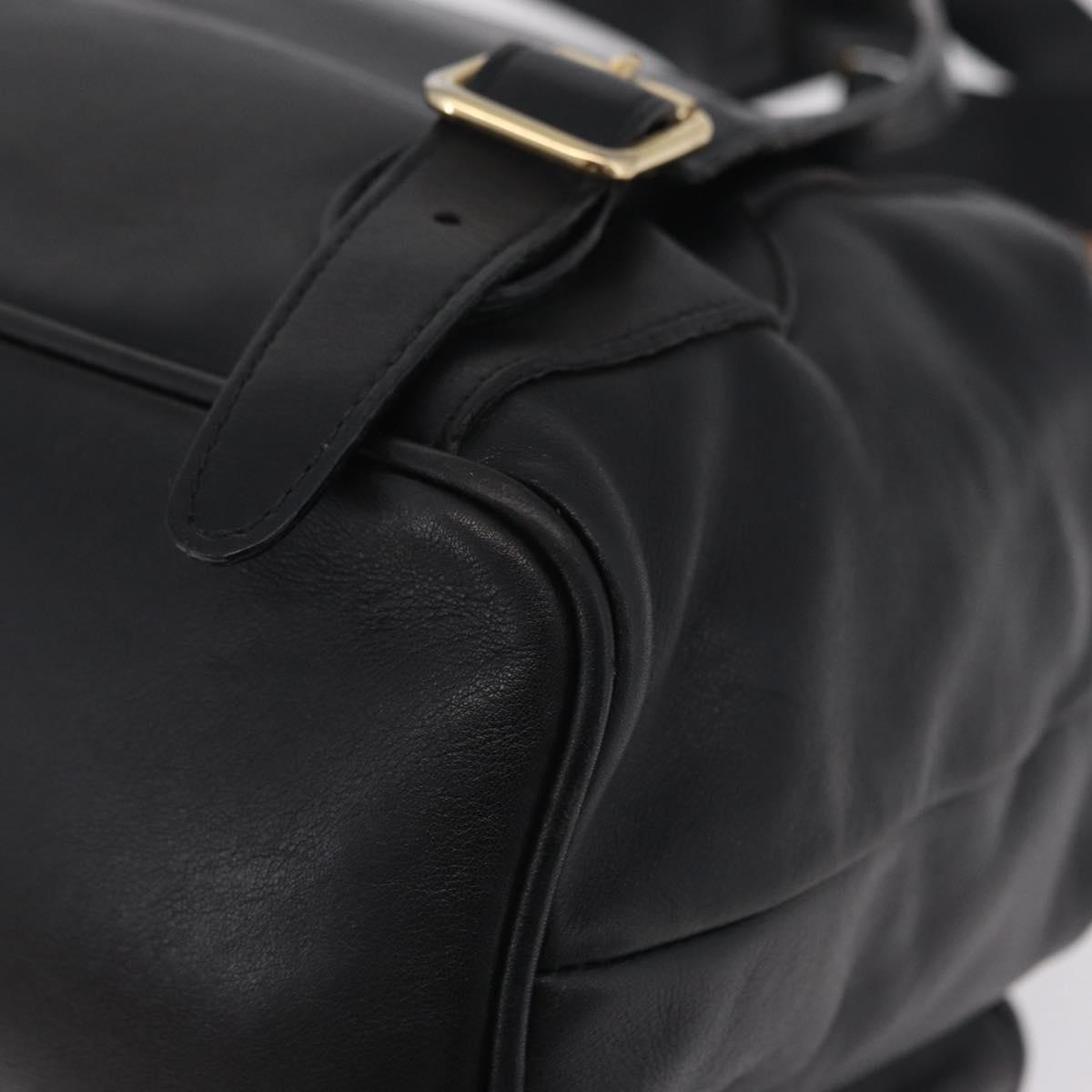 GUCCI Bamboo Backpack Leather Black Gold Tone 003 2058 0016 Auth mr3112