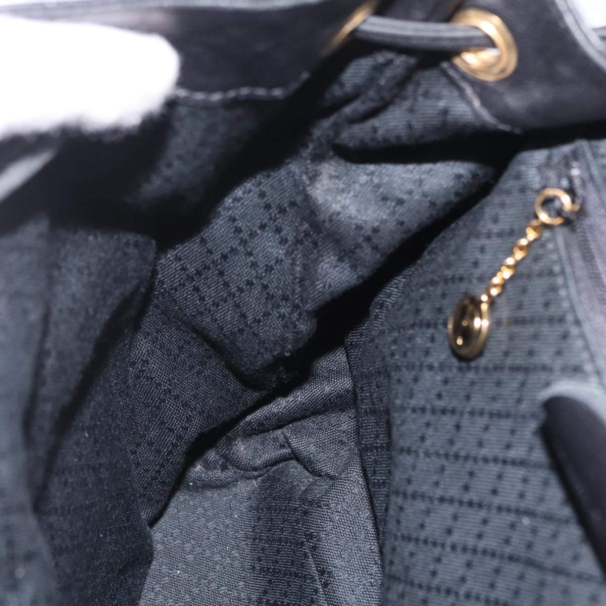 GUCCI Bamboo Backpack Leather Black Gold Tone 003 2058 0016 Auth mr3112