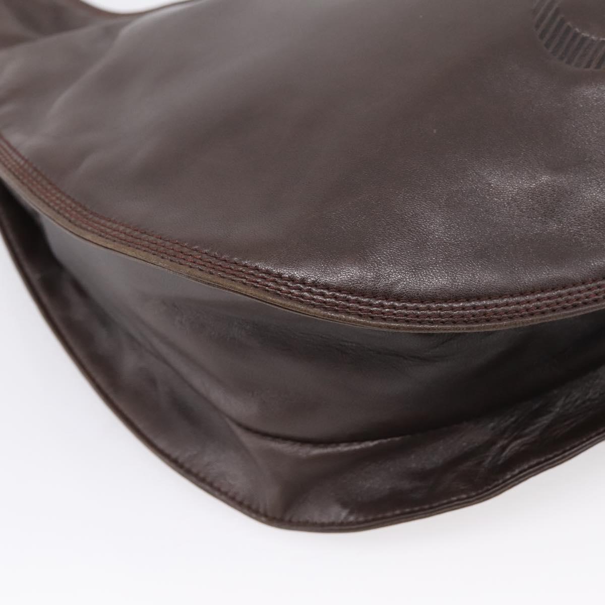 LOEWE Anagram Shoulder Bag Leather Brown Auth mr3113