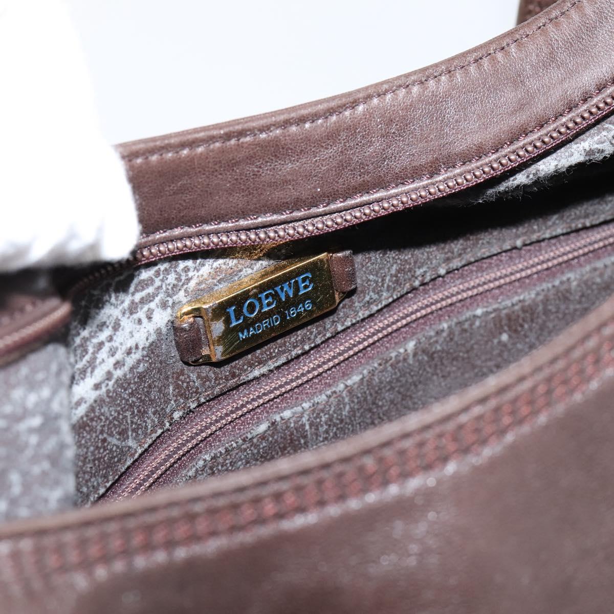 LOEWE Anagram Shoulder Bag Leather Brown Auth mr3113