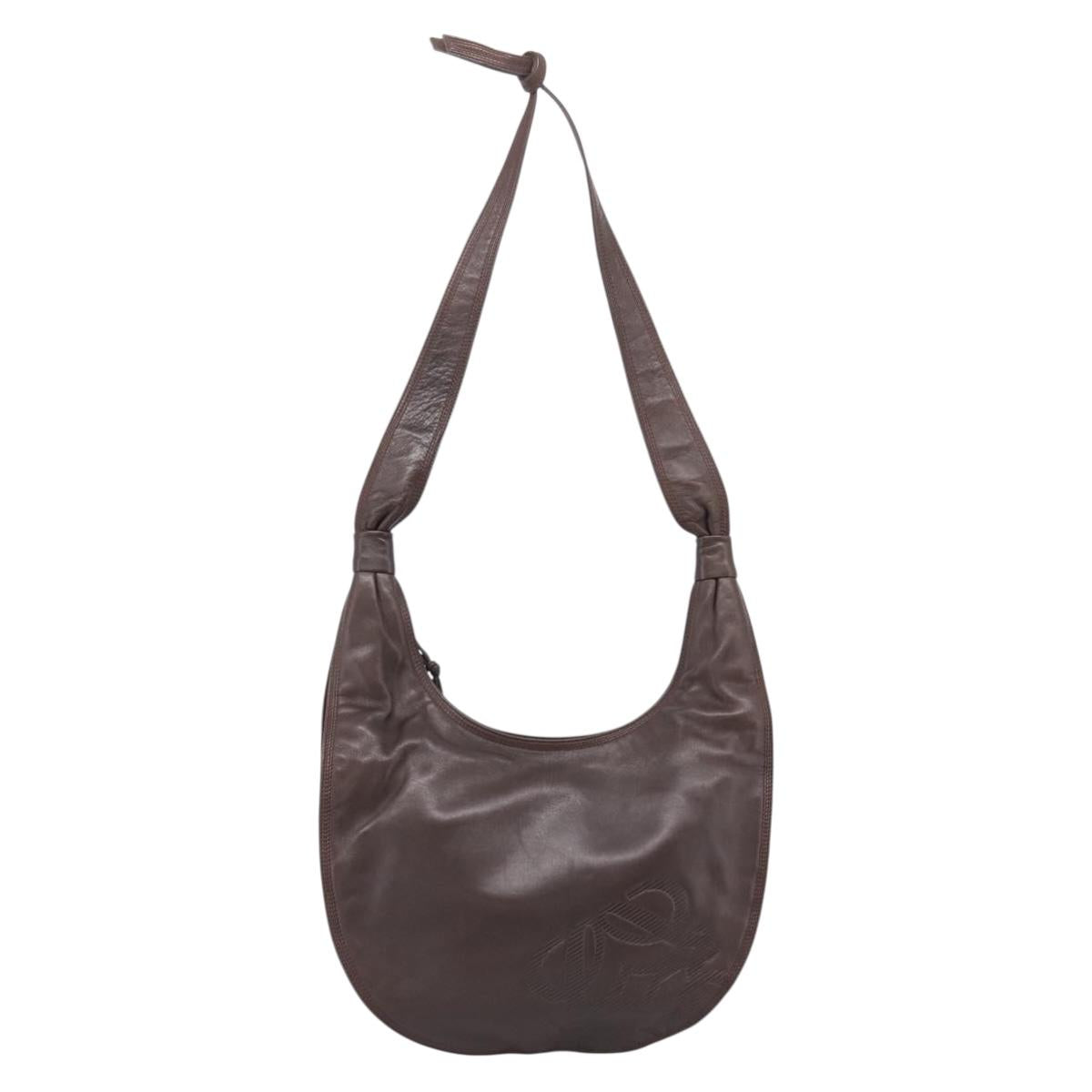 LOEWE Anagram Shoulder Bag Leather Brown Auth mr3113