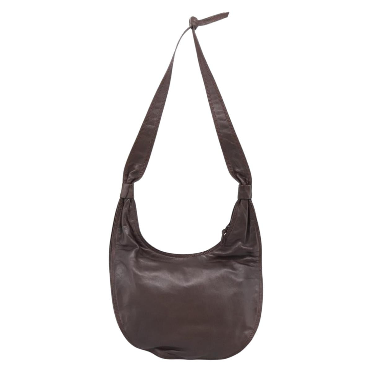 LOEWE Anagram Shoulder Bag Leather Brown Auth mr3113