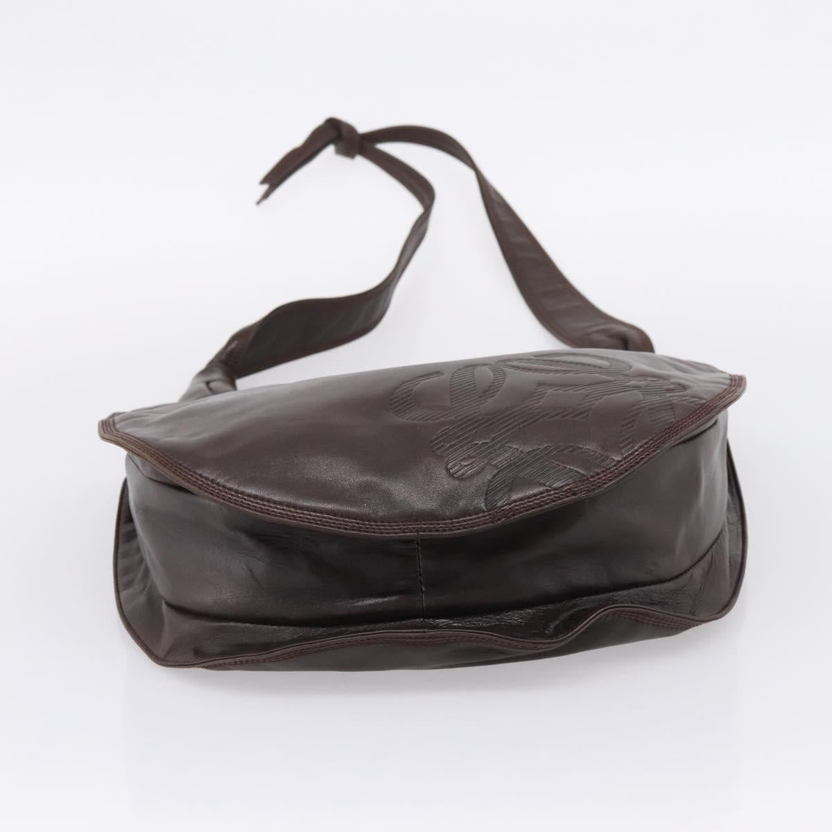 LOEWE Anagram Shoulder Bag Leather Brown Auth mr3113
