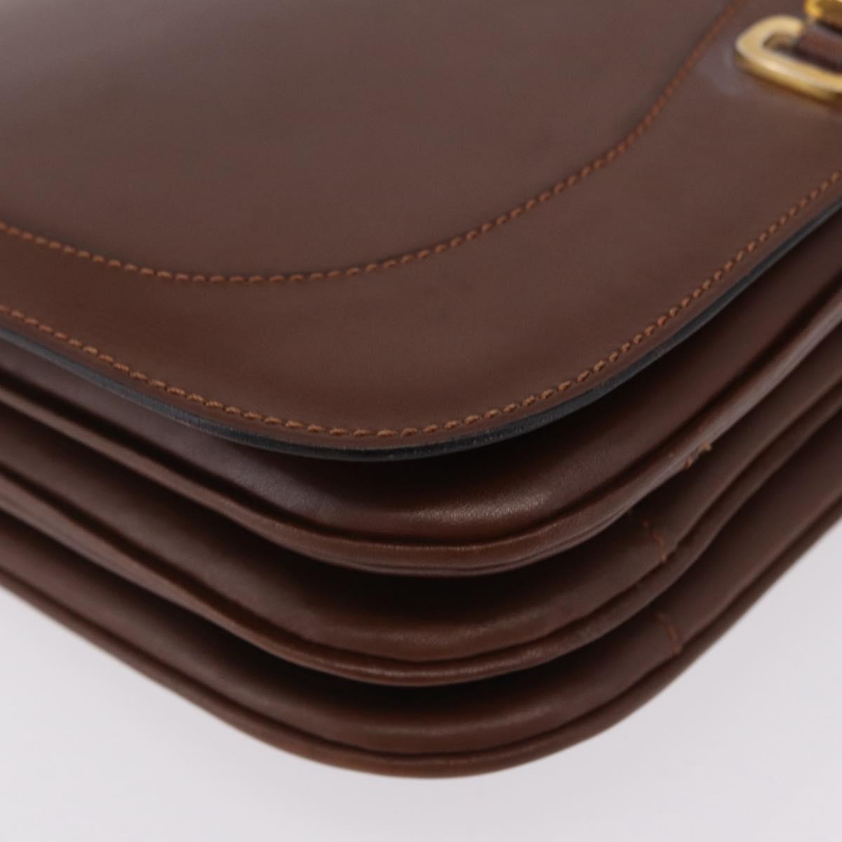 CELINE Triomphe Shoulder Bag Leather Brown Gold Tone Auth mr3114