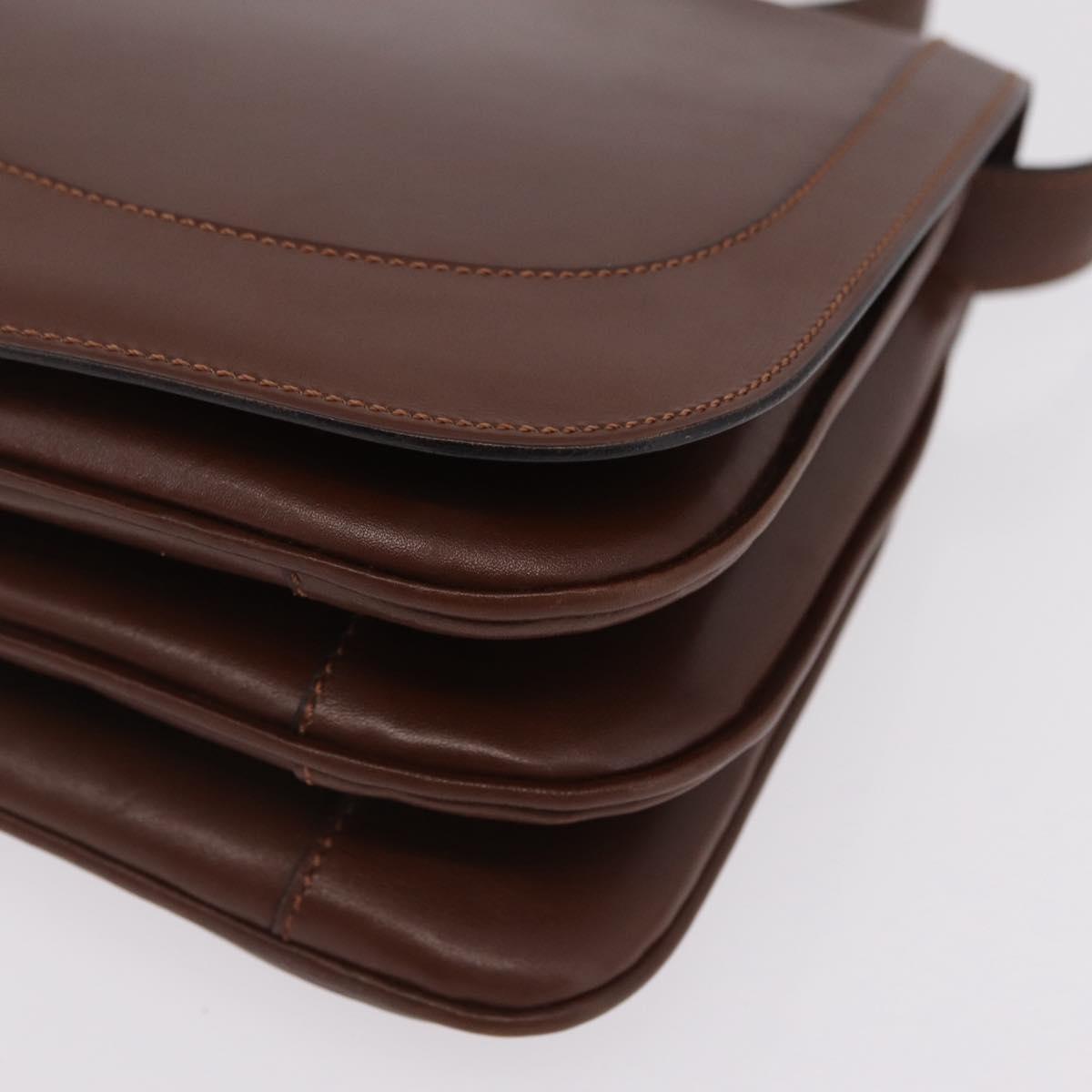 CELINE Triomphe Shoulder Bag Leather Brown Gold Tone Auth mr3114