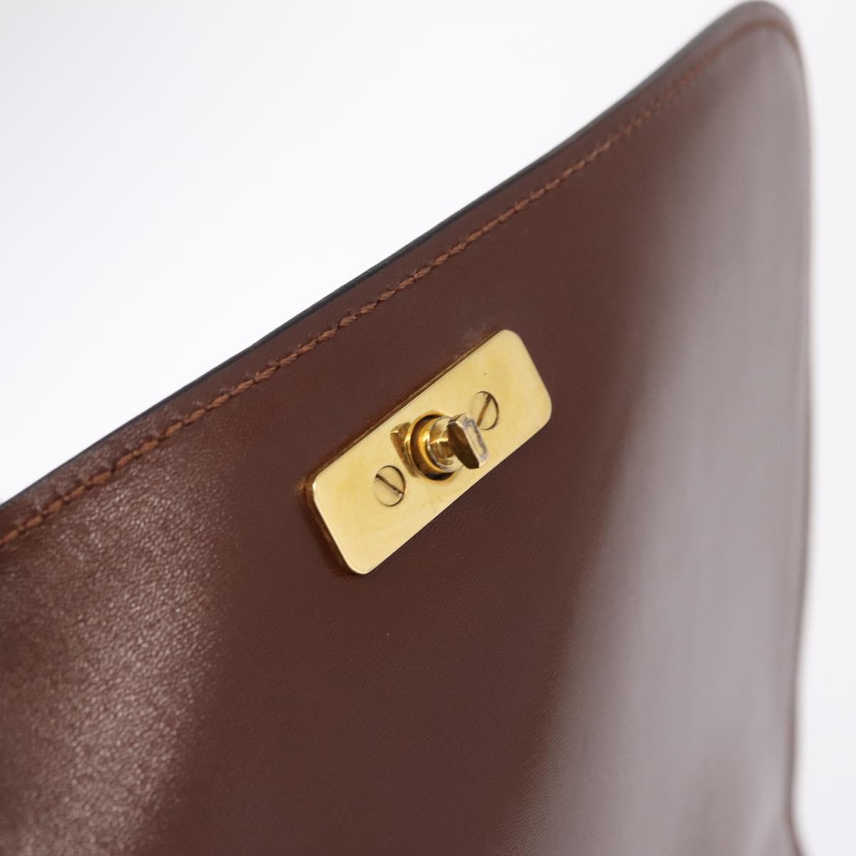 CELINE Triomphe Shoulder Bag Leather Brown Gold Tone Auth mr3114