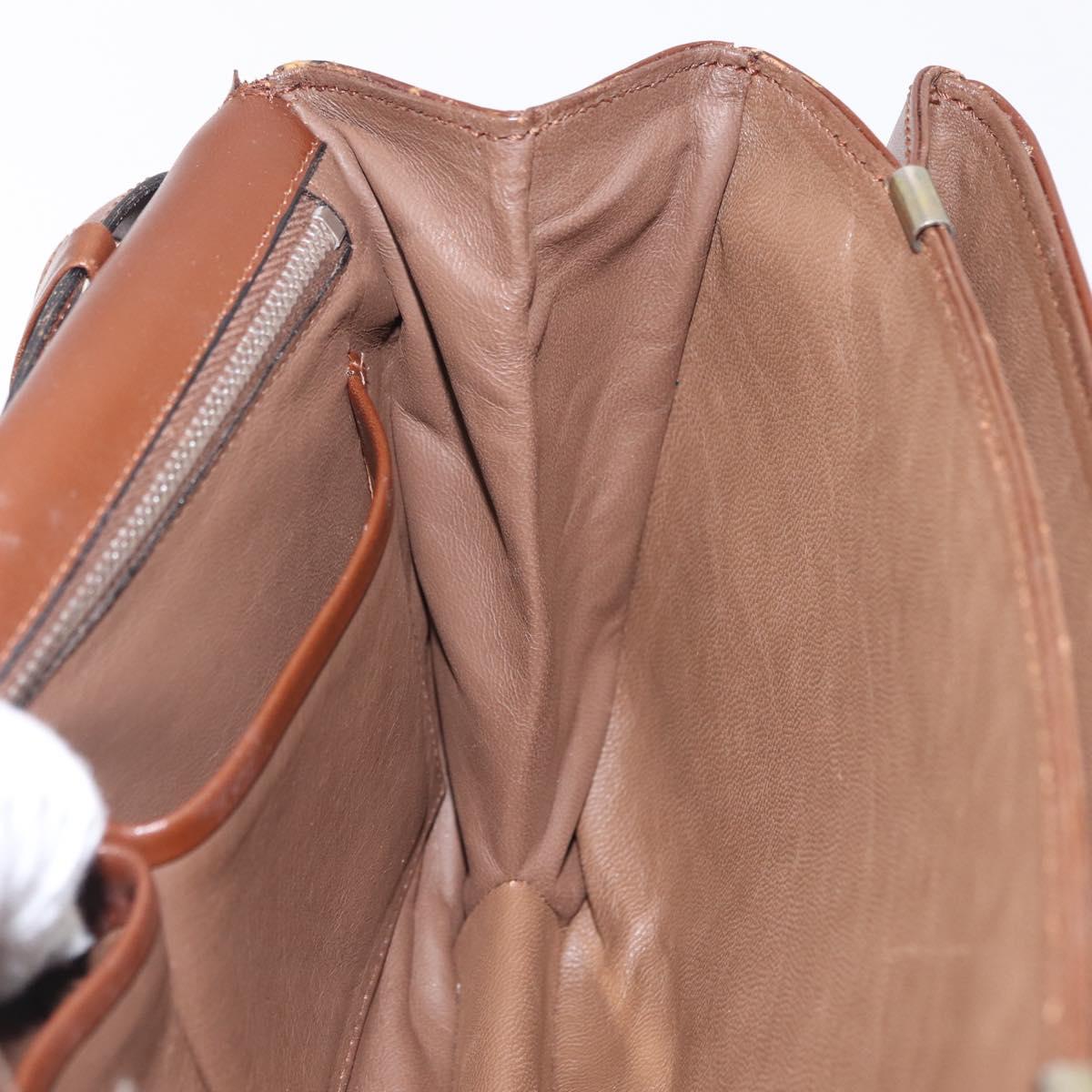 CELINE Triomphe Shoulder Bag Leather Brown Gold Tone Auth mr3114