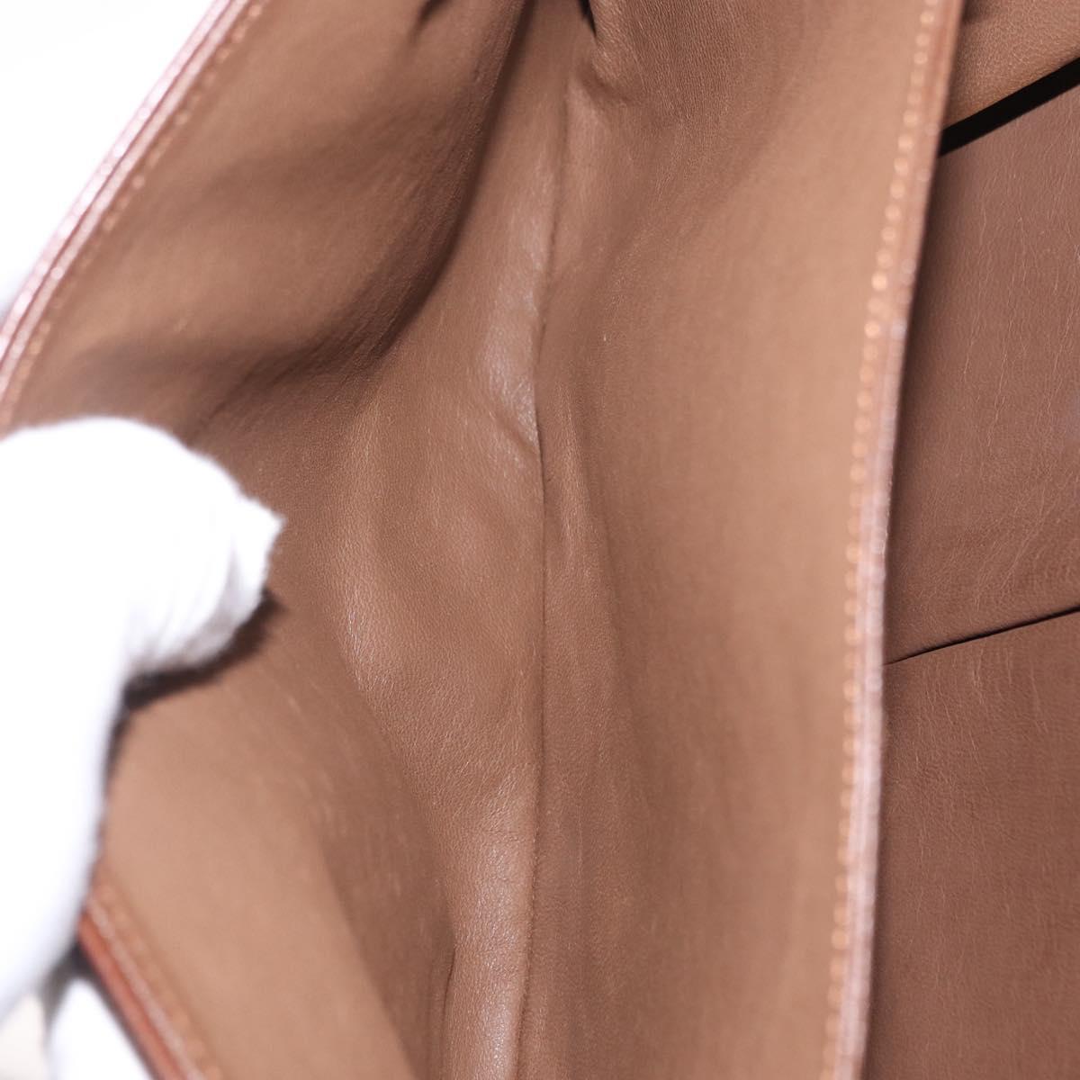 CELINE Triomphe Shoulder Bag Leather Brown Gold Tone Auth mr3114
