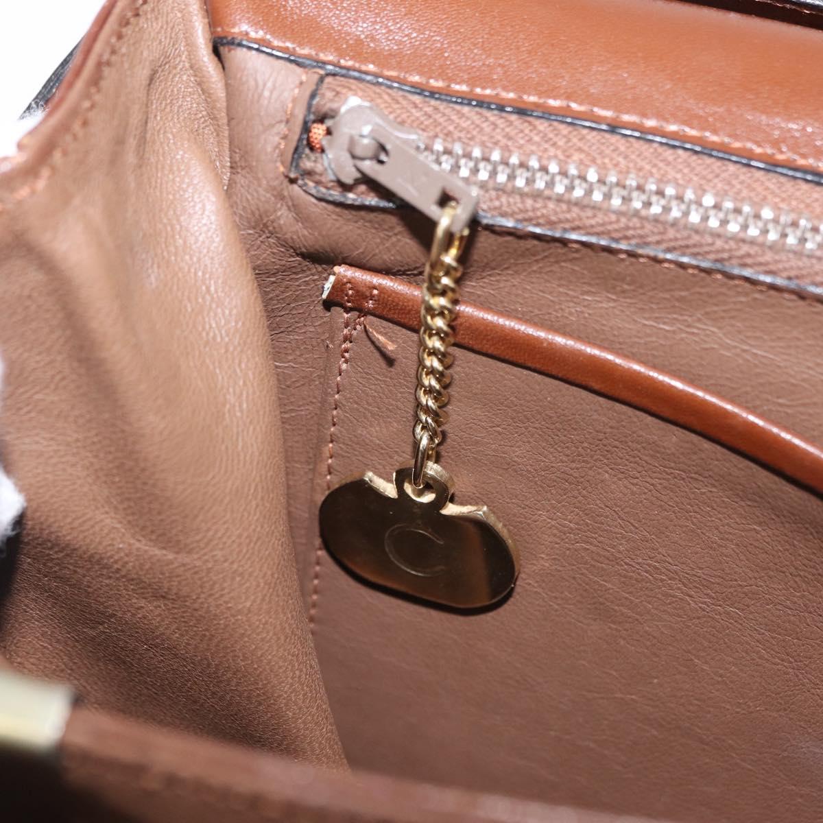 CELINE Triomphe Shoulder Bag Leather Brown Gold Tone Auth mr3114
