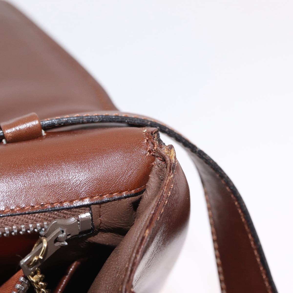 CELINE Triomphe Shoulder Bag Leather Brown Gold Tone Auth mr3114