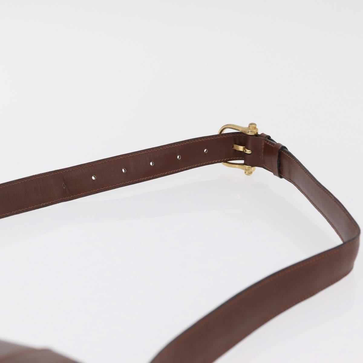 CELINE Triomphe Shoulder Bag Leather Brown Gold Tone Auth mr3114