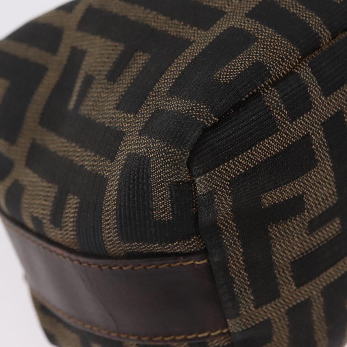FENDI Zucca Canvas Vanity Bag Pouch Brown Gold Tone Auth mr3115A