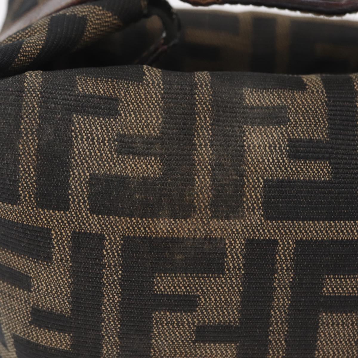 FENDI Zucca Canvas Vanity Bag Pouch Brown Gold Tone Auth mr3115A