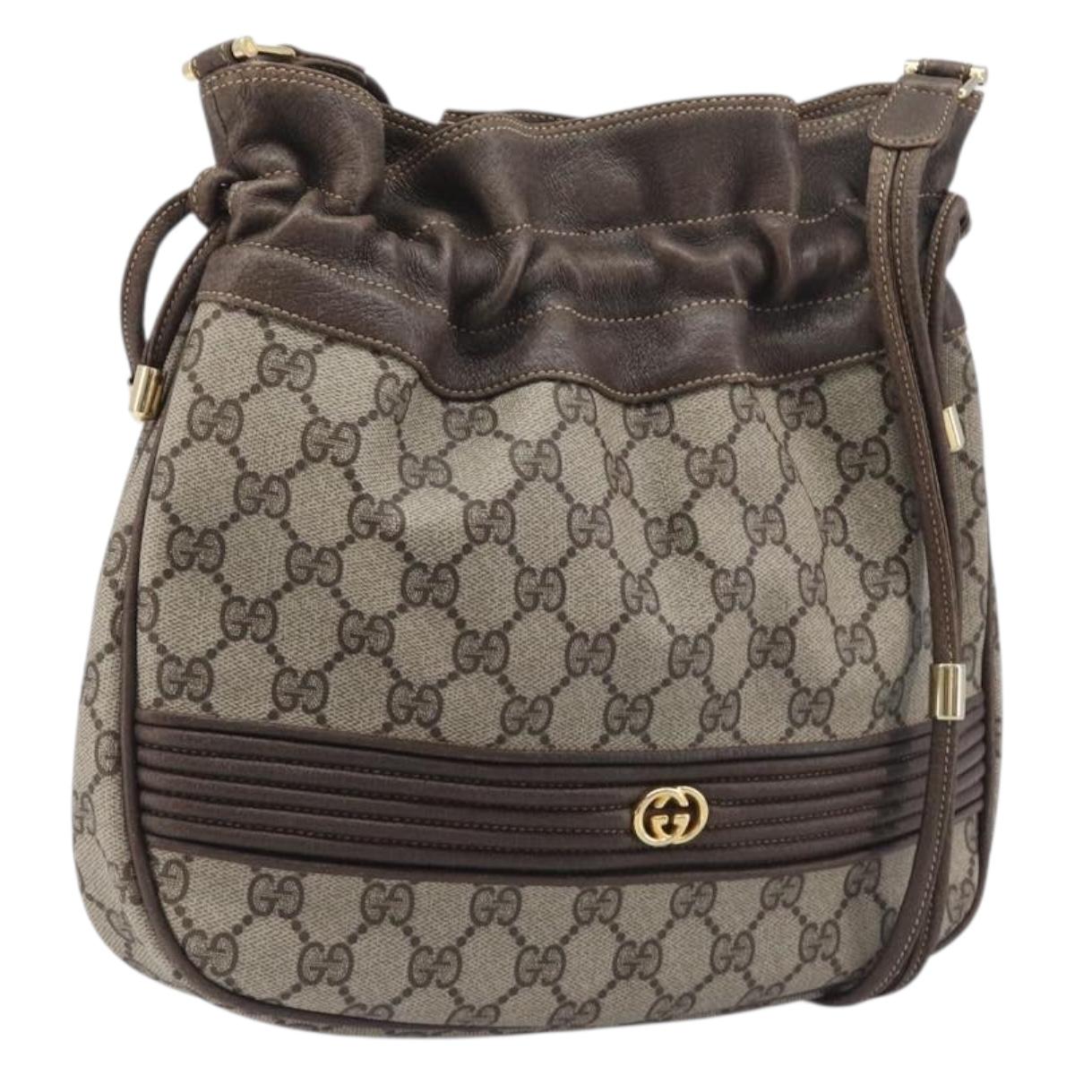 GUCCI Old Gucci Shoulder Bag PVC Leather Brown Gold Tone 30 01 5806 Auth mr3116A