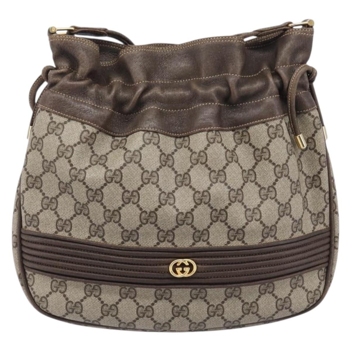 GUCCI Old Gucci Shoulder Bag PVC Leather Brown Gold Tone 30 01 5806 Auth mr3116A