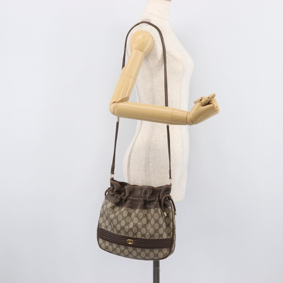 GUCCI Old Gucci Shoulder Bag PVC Leather Brown Gold Tone 30 01 5806 Auth mr3116A