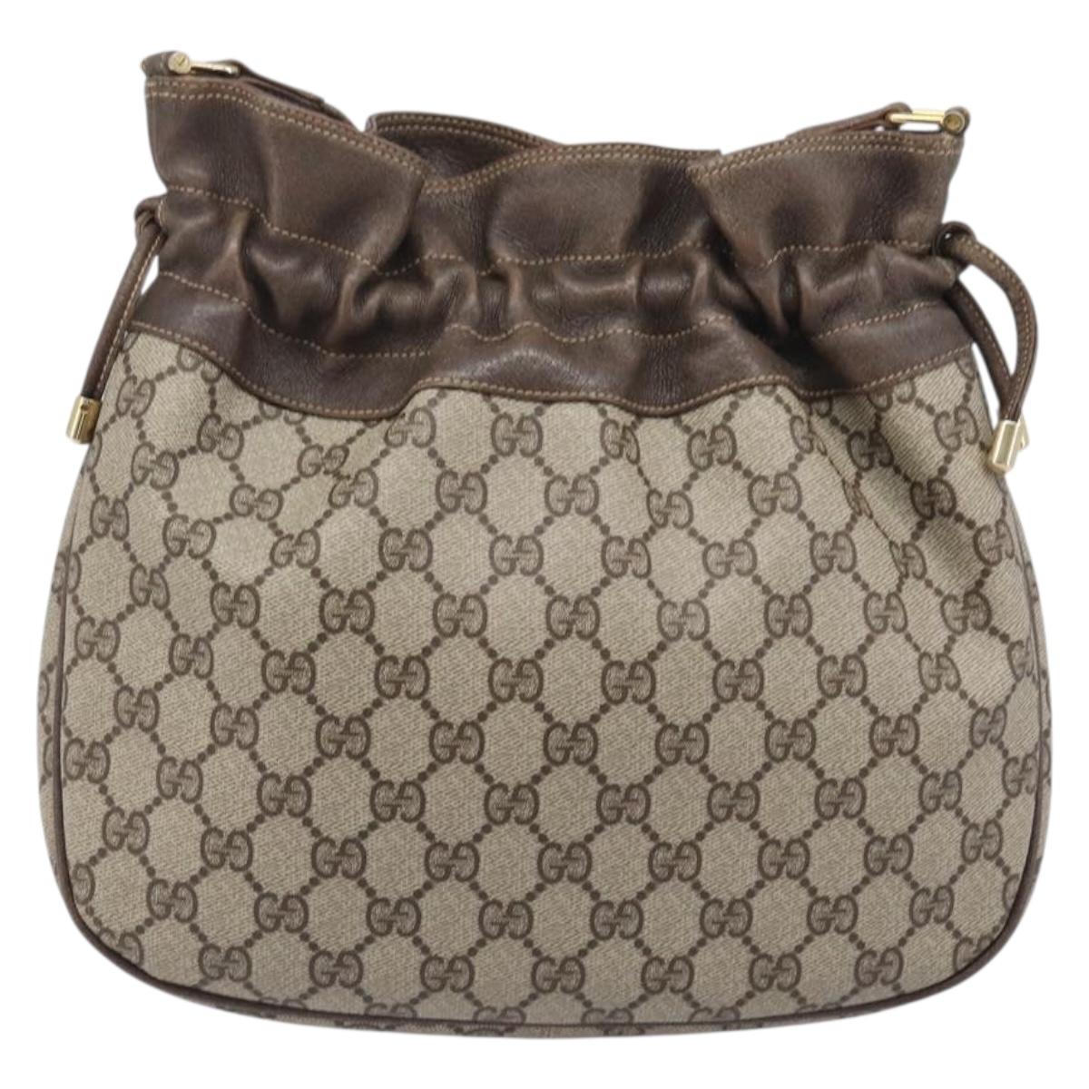 GUCCI Old Gucci Shoulder Bag PVC Leather Brown Gold Tone 30 01 5806 Auth mr3116A