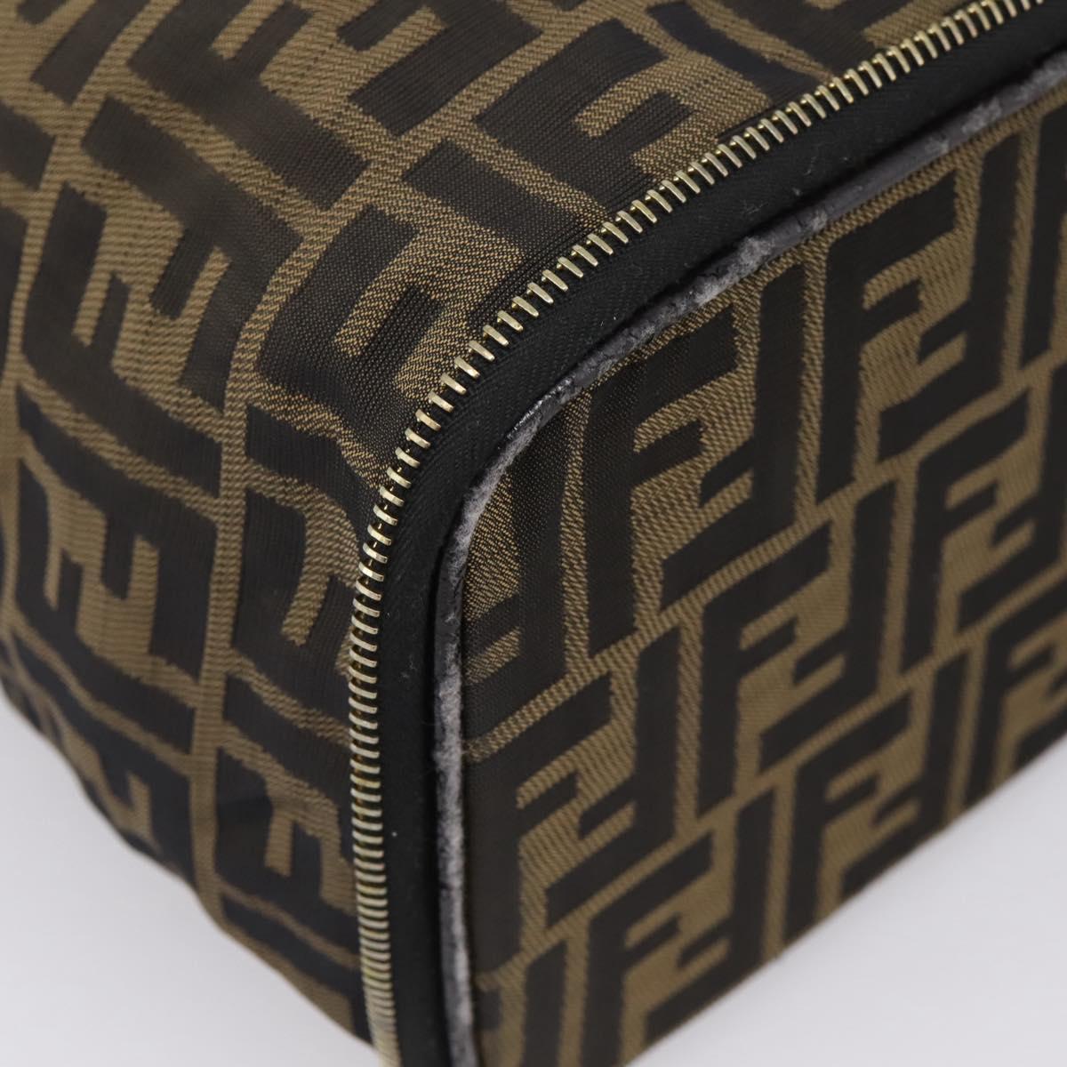 FENDI Zucca Canvas Pouch Brown Gold Tone Auth mr3117