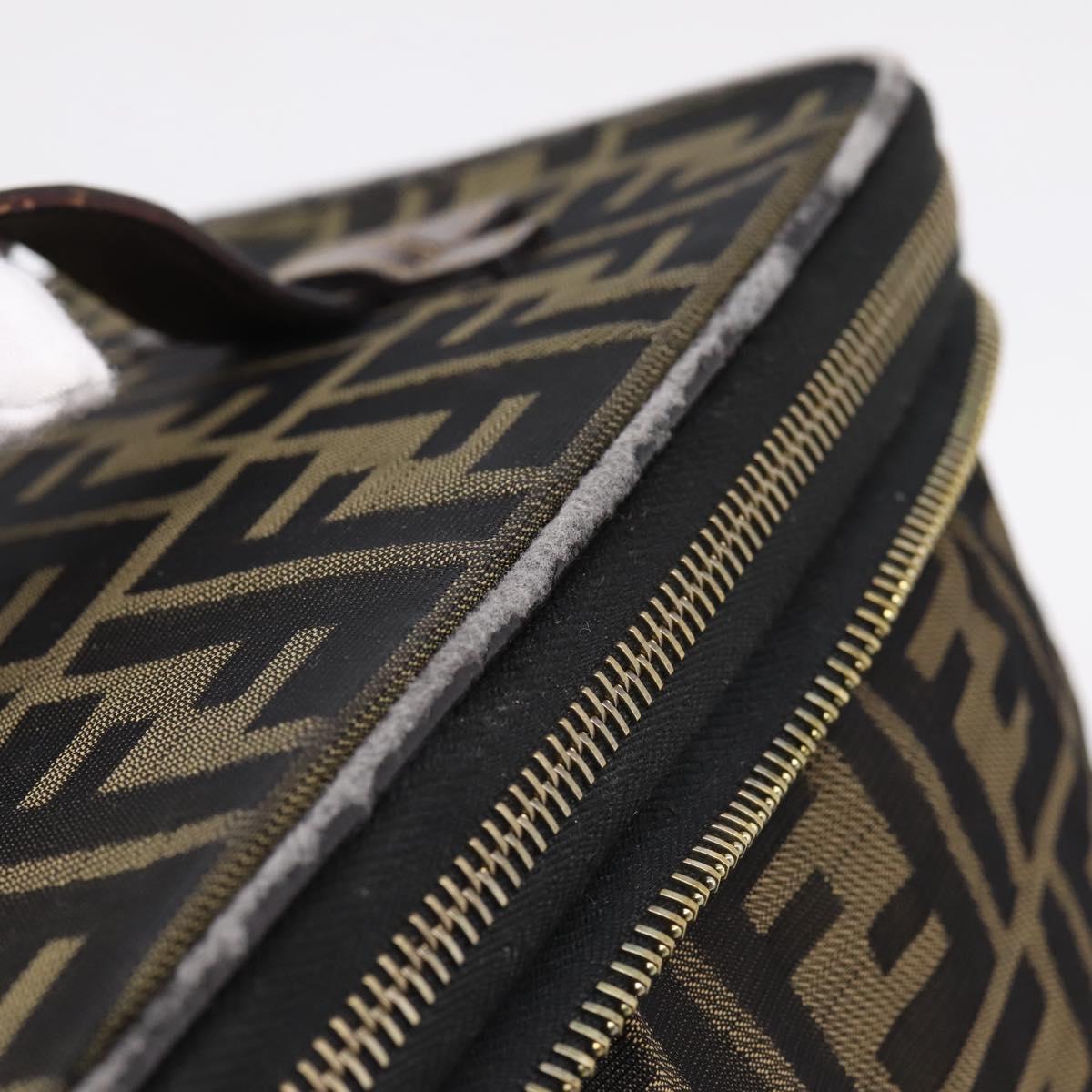 FENDI Zucca Canvas Pouch Brown Gold Tone Auth mr3117