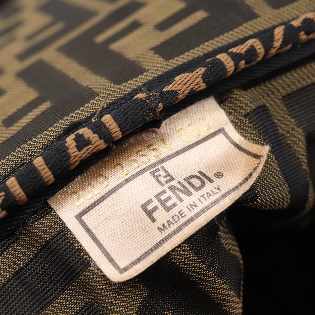 FENDI Zucca Canvas Pouch Brown Gold Tone Auth mr3117