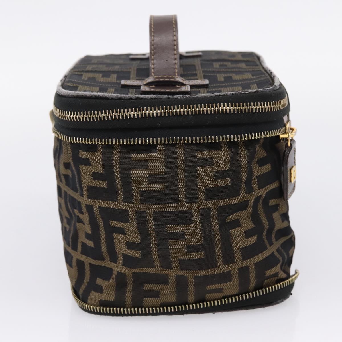 FENDI Zucca Canvas Pouch Brown Gold Tone Auth mr3117
