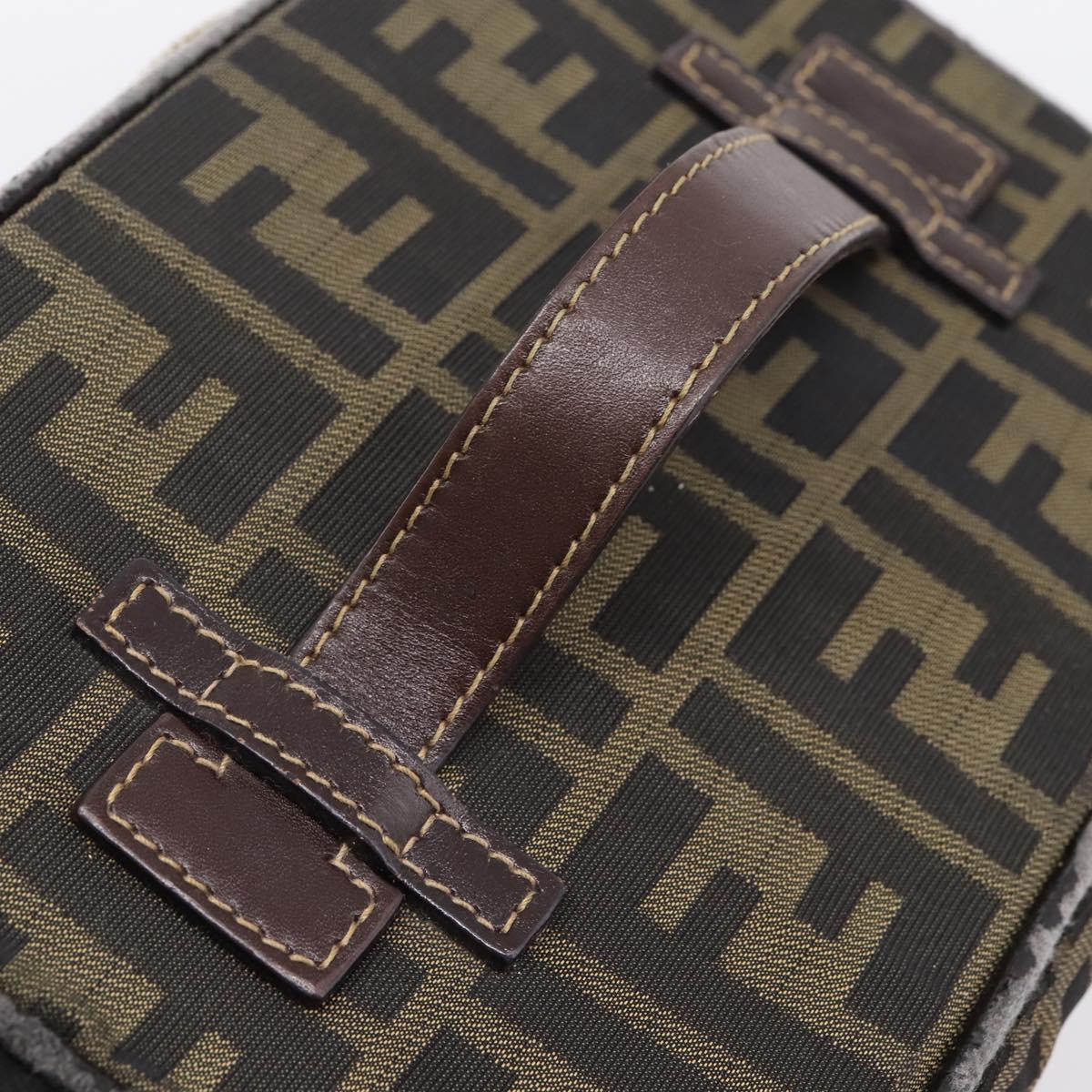 FENDI Zucca Canvas Pouch Brown Gold Tone Auth mr3117