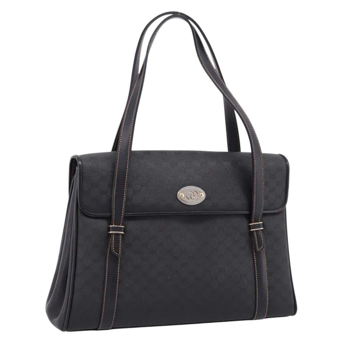 GUCCI Micro GG Hand Bag PVC Black Gold Tone 000 46 4857 Auth mr3118