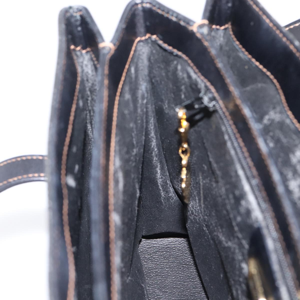 GUCCI Micro GG Hand Bag PVC Black Gold Tone 000 46 4857 Auth mr3118