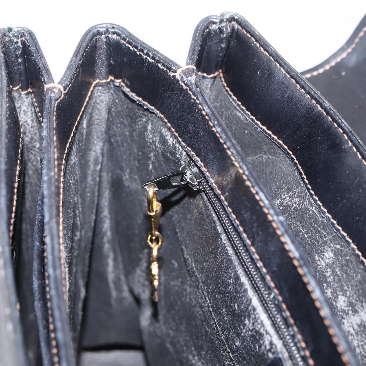 GUCCI Micro GG Hand Bag PVC Black Gold Tone 000 46 4857 Auth mr3118