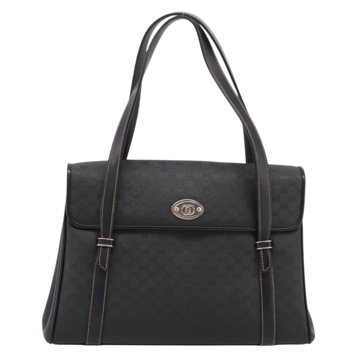 GUCCI Micro GG Hand Bag PVC Black Gold Tone 000 46 4857 Auth mr3118