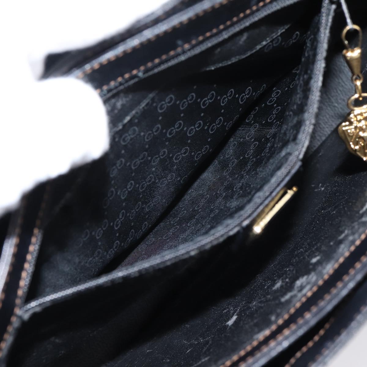 GUCCI Micro GG Hand Bag PVC Black Gold Tone 000 46 4857 Auth mr3118