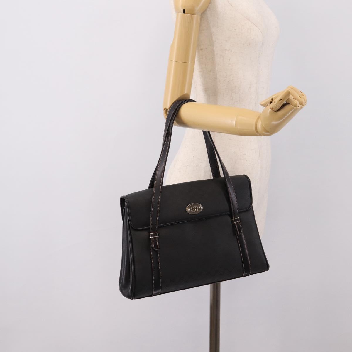 GUCCI Micro GG Hand Bag PVC Black Gold Tone 000 46 4857 Auth mr3118