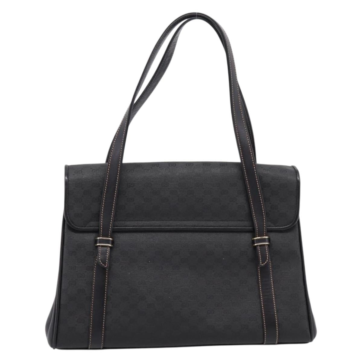 GUCCI Micro GG Hand Bag PVC Black Gold Tone 000 46 4857 Auth mr3118