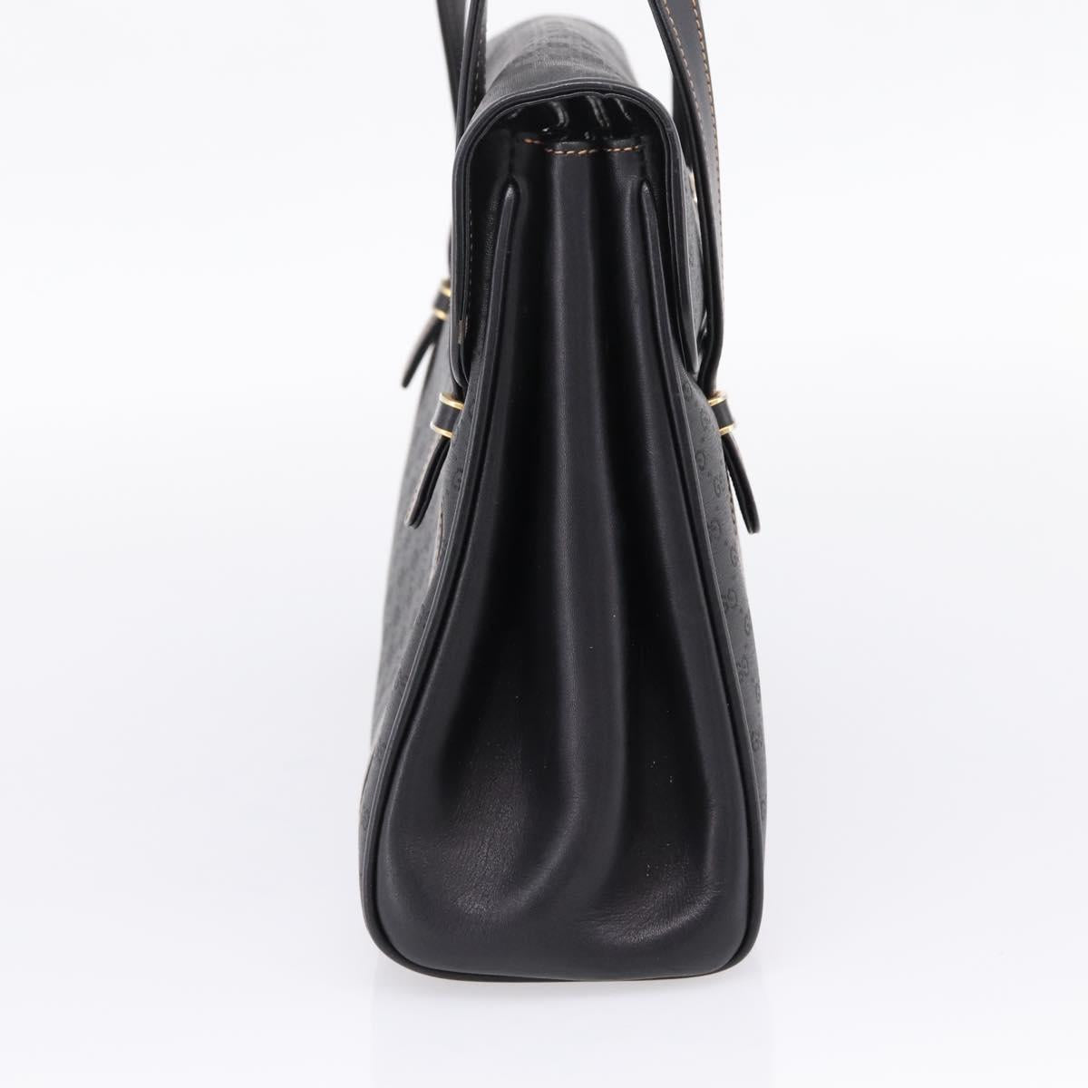 GUCCI Micro GG Hand Bag PVC Black Gold Tone 000 46 4857 Auth mr3118