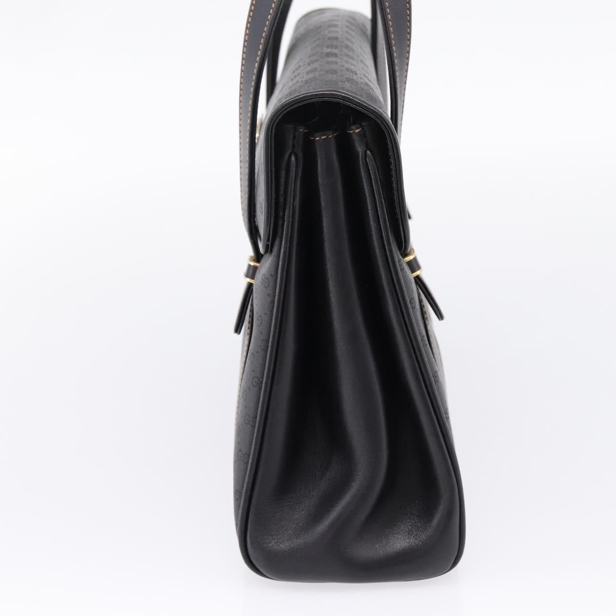 GUCCI Micro GG Hand Bag PVC Black Gold Tone 000 46 4857 Auth mr3118