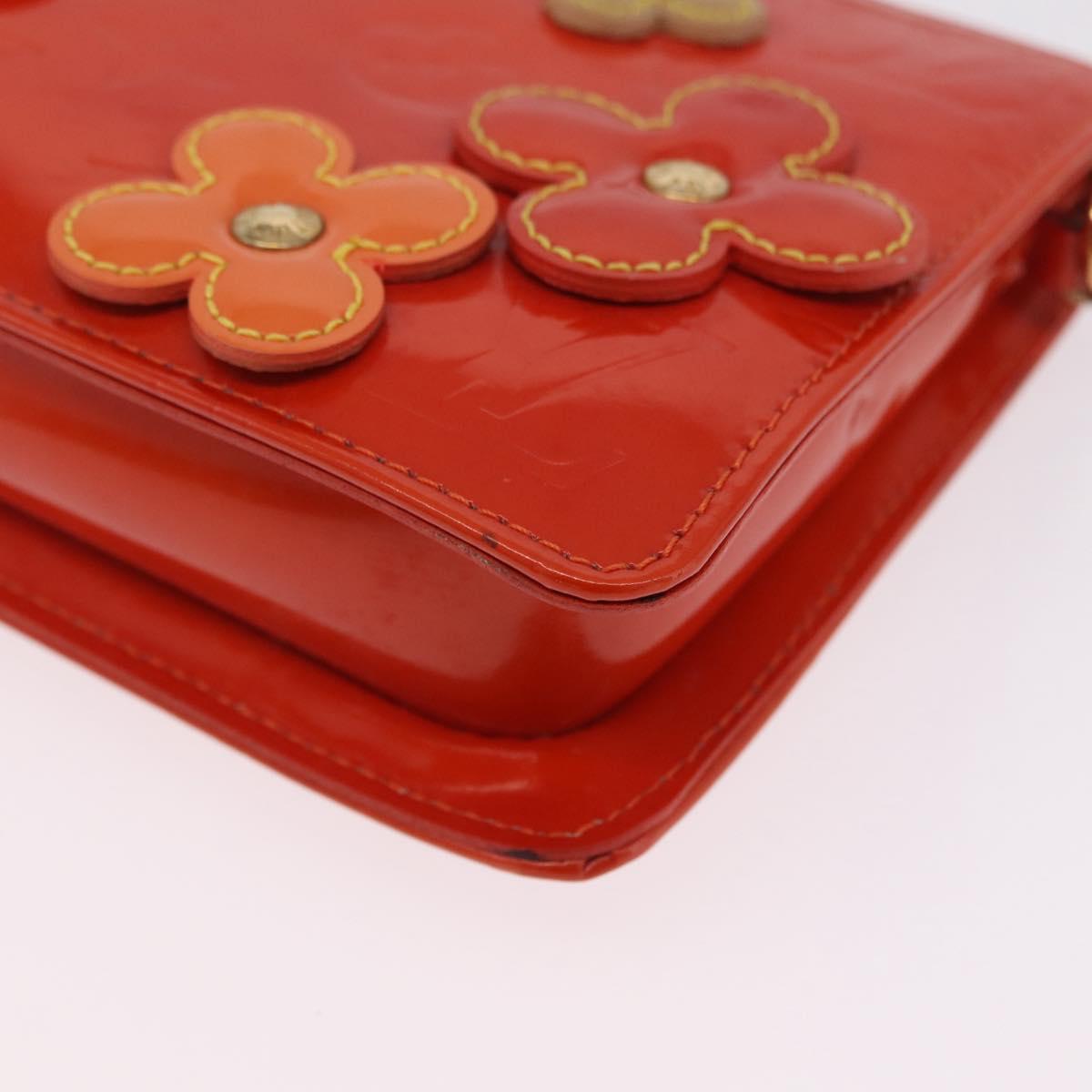 LOUIS VUITTON Monogram Vernis Flower Lexington Pouch Orange M92247 Auth mr3120A