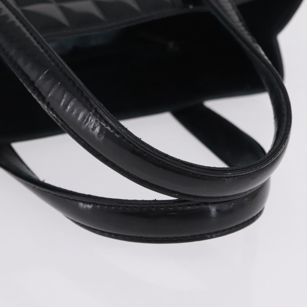 CHANEL Patent leather Hand Bag Leather Black Silver CC Auth mr3124