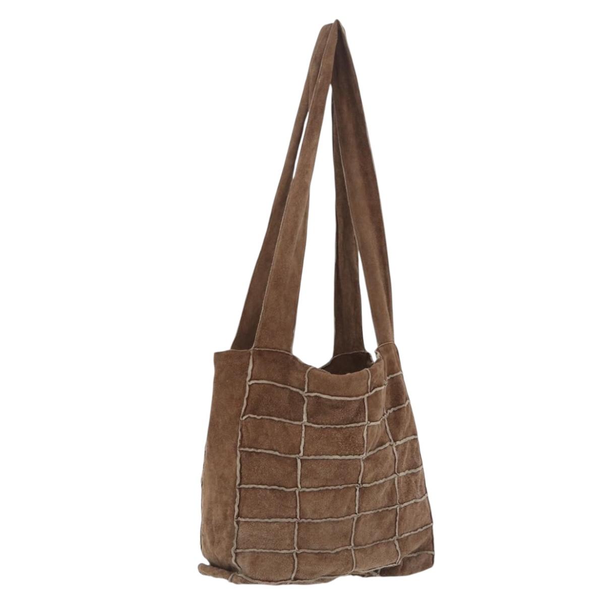 CHANEL Tote Bag Suede Brown CC Auth mr3127A