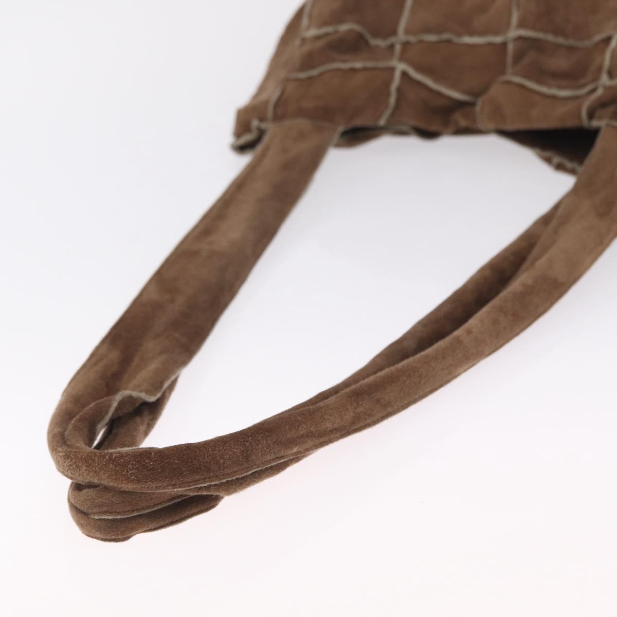 CHANEL Tote Bag Suede Brown CC Auth mr3127A