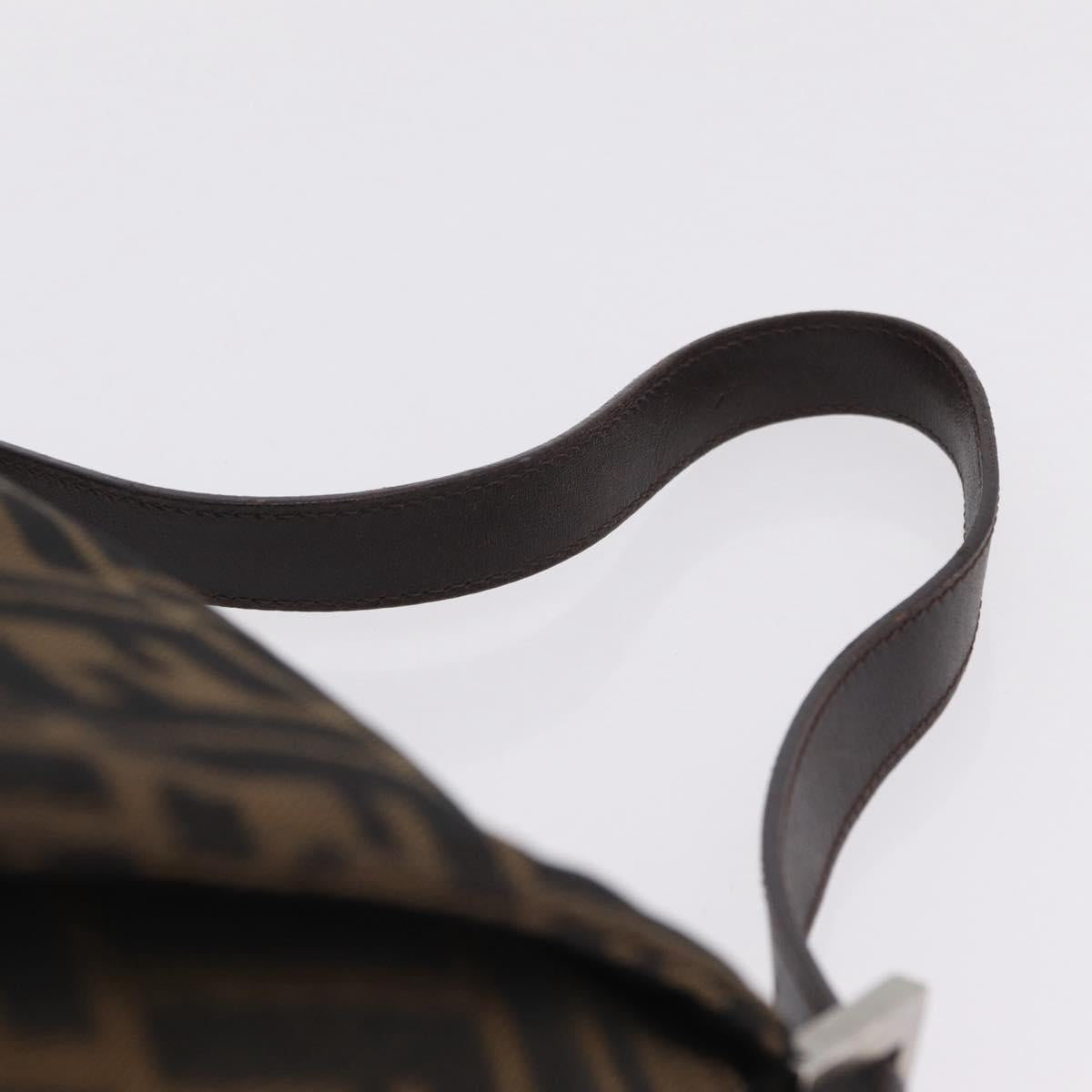 FENDI Zucca Canvas Mamma Baguette Shoulder Bag Brown Black 26424 Auth mr3129V