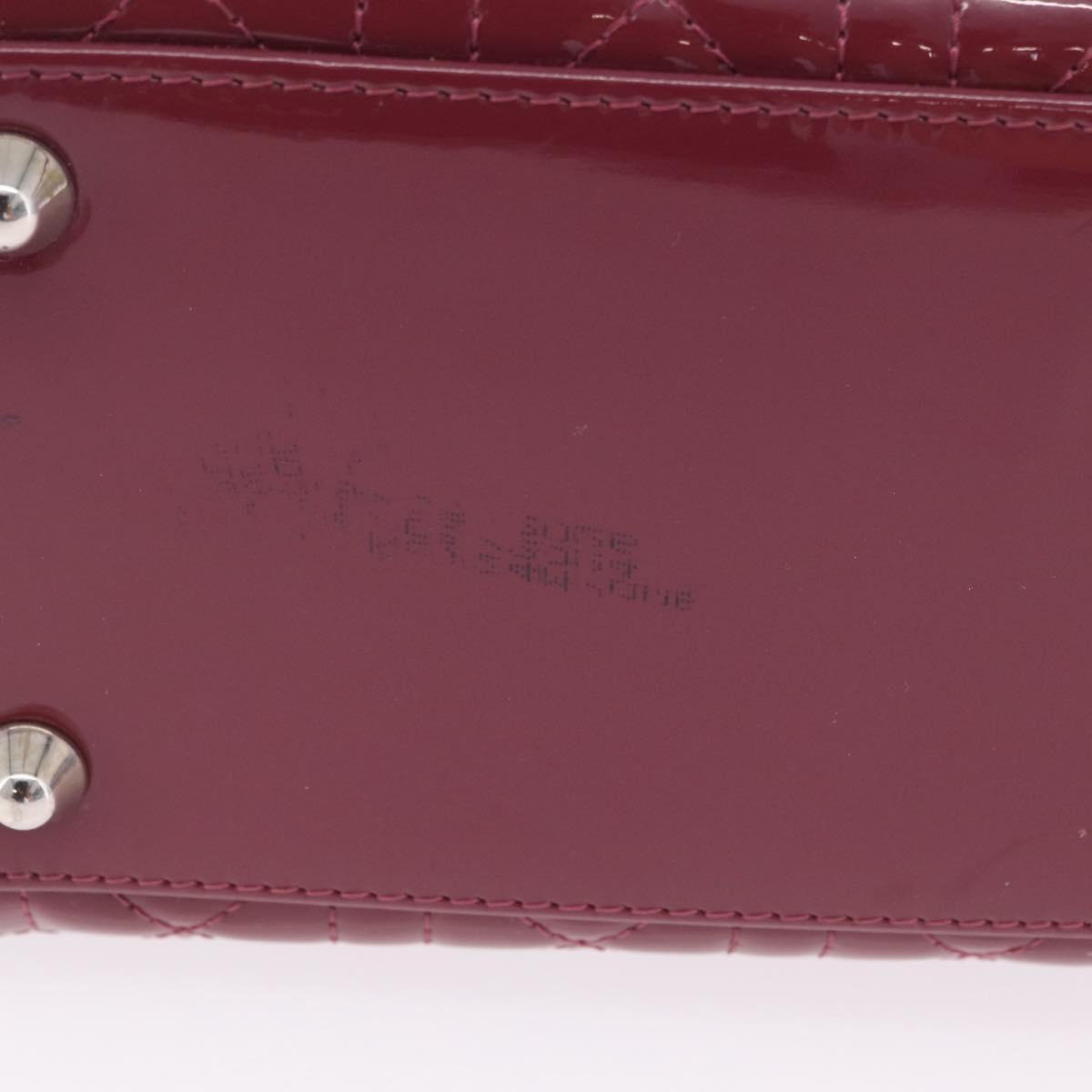 Christian Dior Canage Hand Bag Patent leather 2way Pink Silver Auth mr3134V
