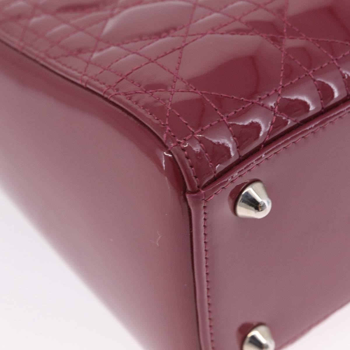 Christian Dior Canage Hand Bag Patent leather 2way Pink Silver Auth mr3134V