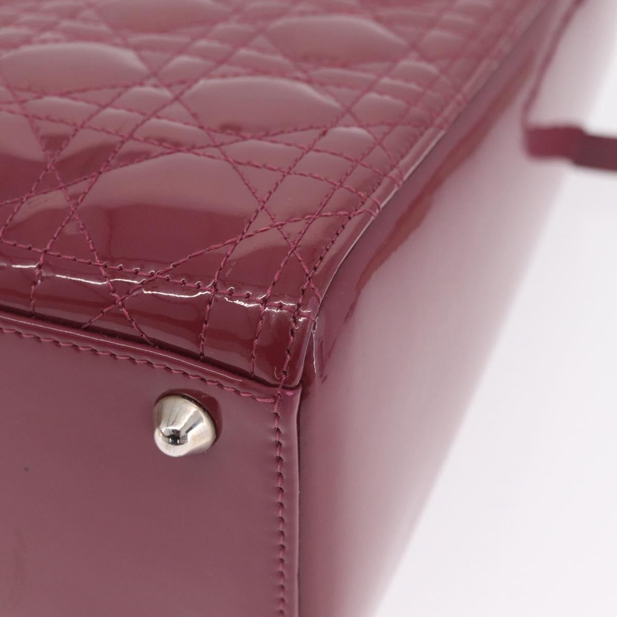 Christian Dior Canage Hand Bag Patent leather 2way Pink Silver Auth mr3134V